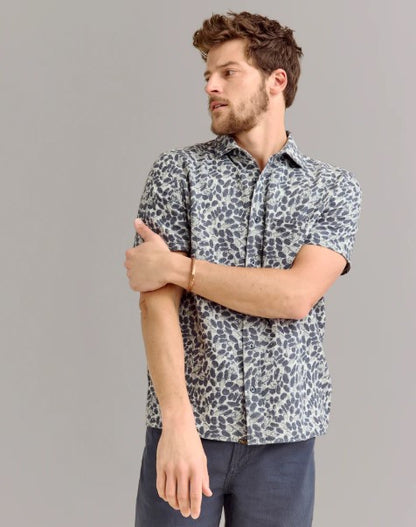 Billy Reid Short Sleeve Pebble Jacquard Treme Shirt