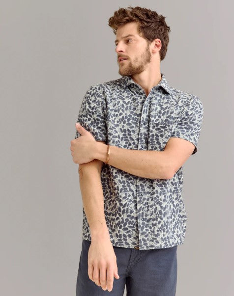 Billy Reid Short Sleeve Pebble Jacquard Treme Shirt