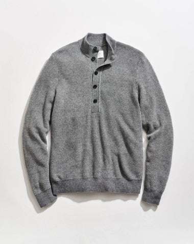 Billy Reid Button Placket Twill Pullover - Charcoal Multi