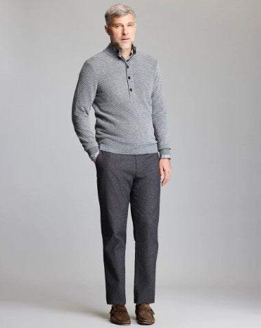 Billy Reid Button Placket Twill Pullover - Charcoal Multi