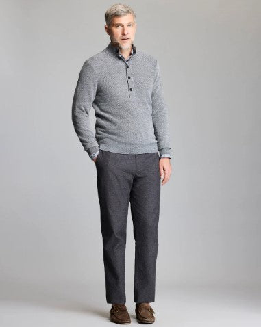 Billy Reid Button Placket Twill Pullover - Charcoal Multi