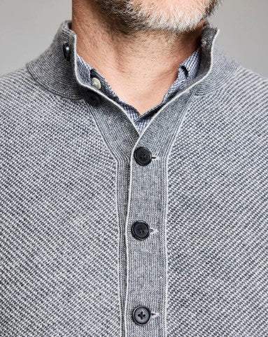 Billy Reid Button Placket Twill Pullover - Charcoal Multi