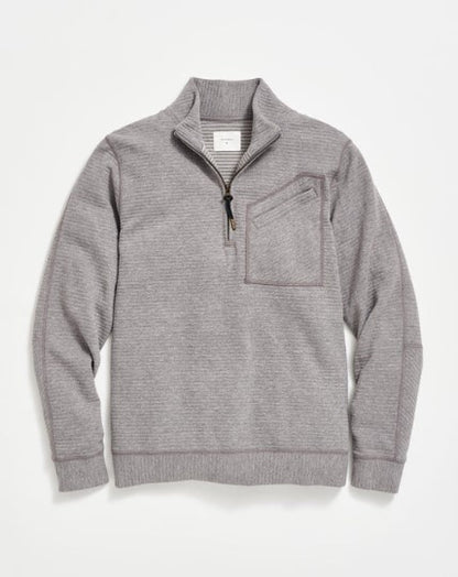 Billy Reid Quilted Half Zip - Medium Grey