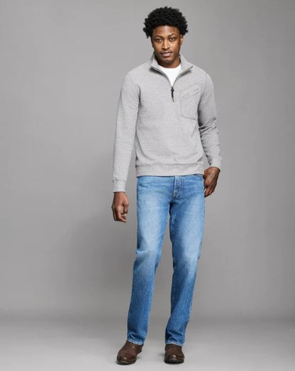 Billy Reid Quilted Half Zip - Medium Grey