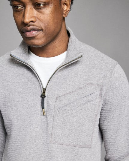 Billy Reid Quilted Half Zip - Medium Grey
