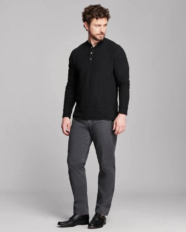 Billy Reid Slub Tuck Henley - Black