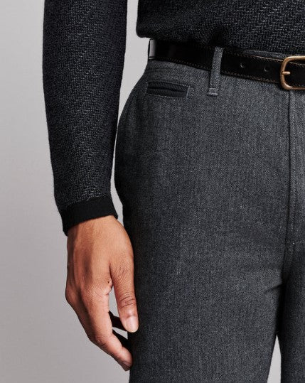 Billy Reid Step Jacquard Sweater Polo - Charcoal Multi