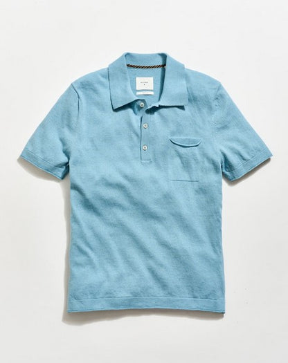 Billy Reid Cotton Linen Sweater Polo - Sky Blue