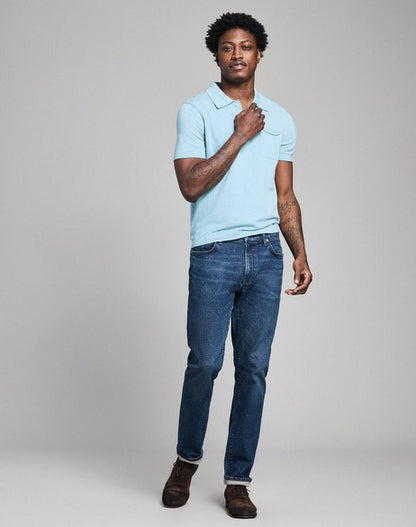 Billy Reid Cotton Linen Sweater Polo - Sky Blue