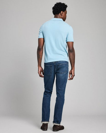Billy Reid Cotton Linen Sweater Polo - Sky Blue