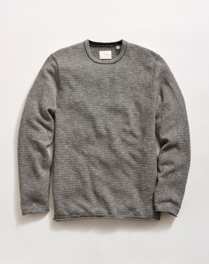 Billy Reid Tuck Stripe Crew- Black