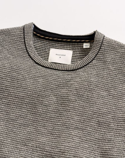 Billy Reid Tuck Stripe Crew- Black
