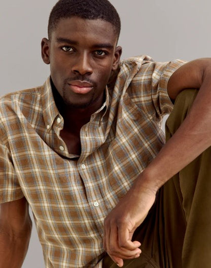 Billy Reid S/S Melange Plaid Tuscumbia Shirt Button Down