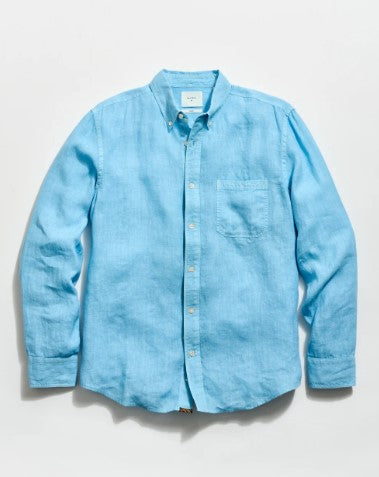 Billy Reid Tuscumbia Linen Shirt Button Down - Sky Blue