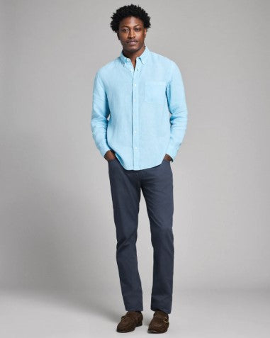Billy Reid Tuscumbia Linen Shirt Button Down - Sky Blue