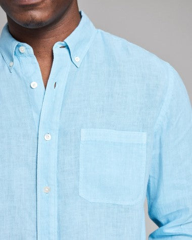 Billy Reid Tuscumbia Linen Shirt Button Down - Sky Blue