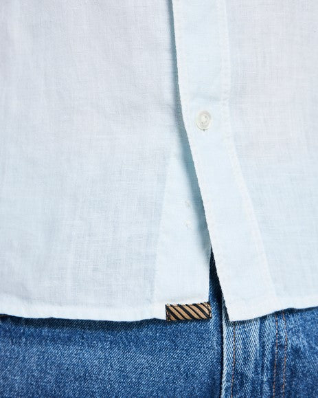 Billy Reid Short Sleeve Linen Tuscumbia Shirt Button Down - Air Blue