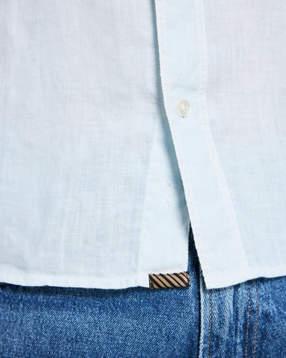 Billy Reid Short Sleeve Linen Tuscumbia Shirt Button Down - Air Blue