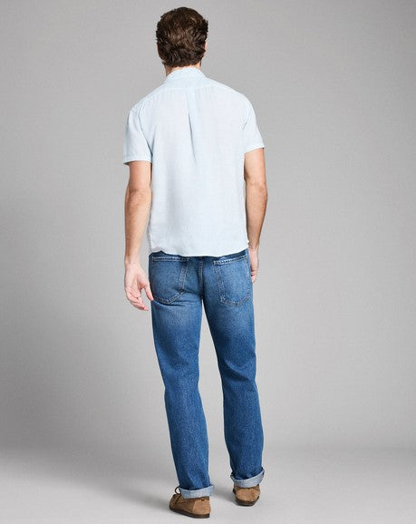 Billy Reid Short Sleeve Linen Tuscumbia Shirt Button Down - Air Blue