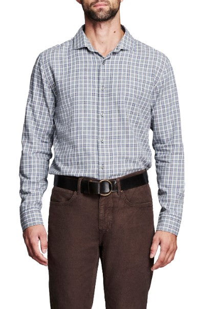 Billy Reid Twill Plaid Hutcheson Shirt - Blue Multi