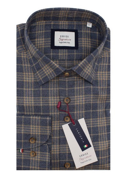 Codice Plaid Flannel Sports Shirt - Camel