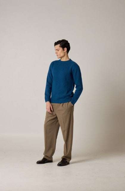Daniele Fiesoli crew neck sweater in extrafine merino wool with raglan sleeves and ribbed trims