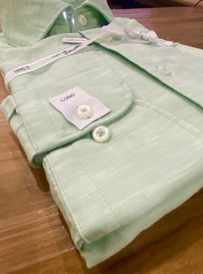 Eterna Twill Cotton Shirt in Light Green