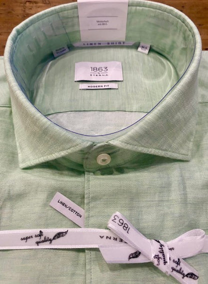 Eterna Twill Cotton Shirt in Light Green