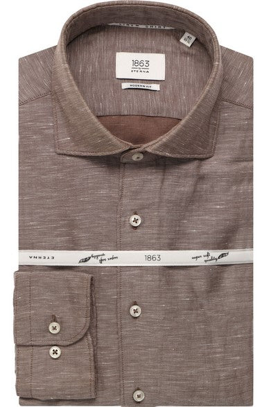 Eterna Modern Fit Linen Shirt - Beige