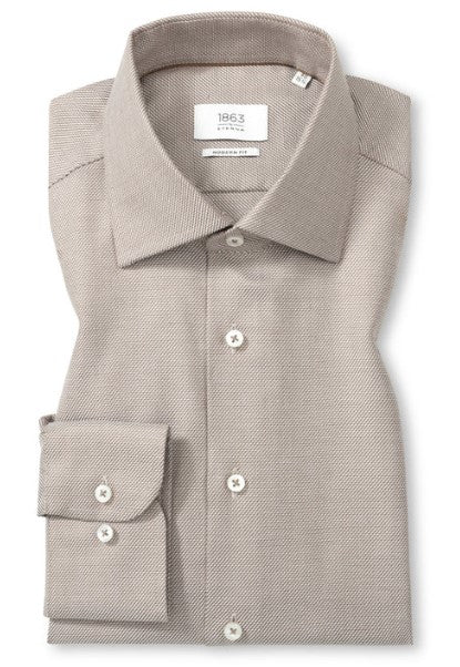 Eterna Structured Twill Shirt - Brown