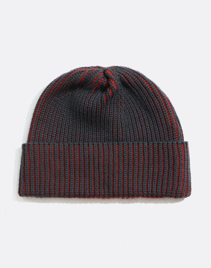 Far Afield Ribbed Knit Beanie - Red/Grey