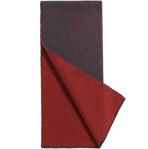 Far Afield Ribbed Knit Scarf - Red/Grey