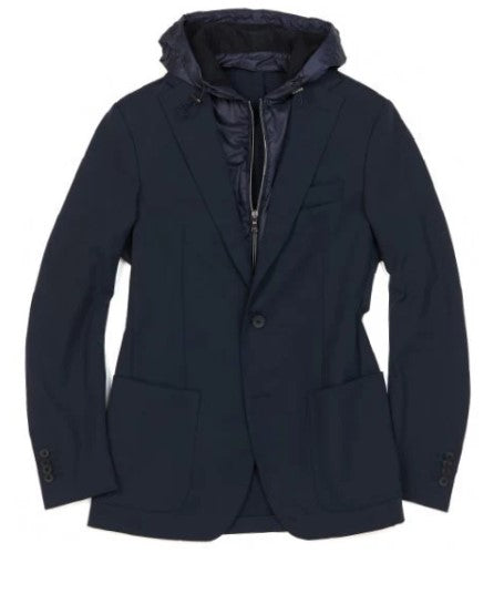 Fradi Techno Stretch Hooded Blazer - Navy