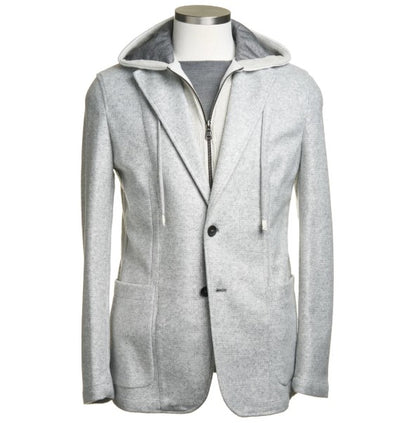 Fradi Wool Flannel Jersey Hooded Jacket - Pearl Grey