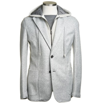 Fradi Wool Flannel Jersey Hooded Jacket - Pearl Grey
