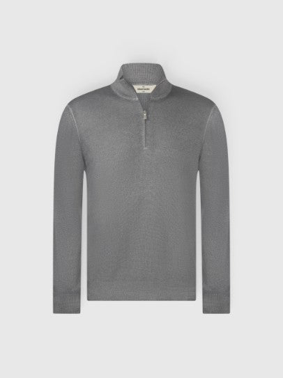 Gran Sasso Vintage merinos mock zip - Concrete Grey