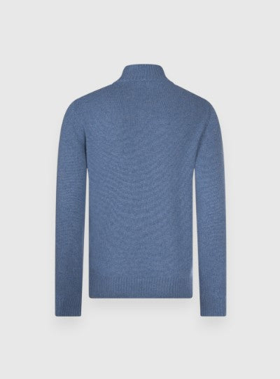 Gran Sasso 2-ply Cashmere Blend Mock Zip - Light Blue