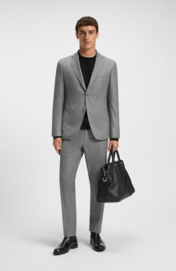 Hugo Boss Micro-patterned slim-fit trousers in virgin wool