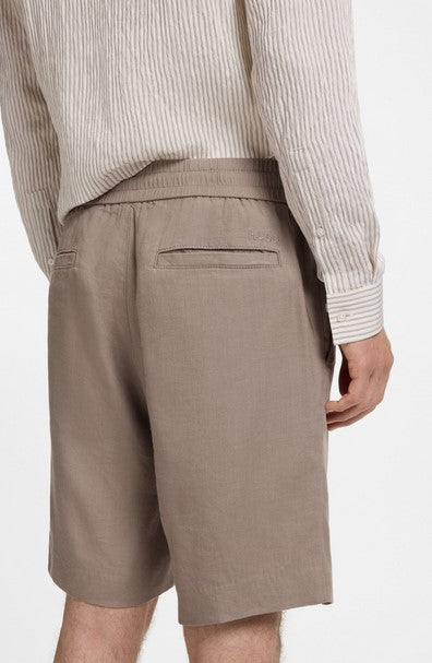 Hugo Cino Straight-fit shorts in a linen blend - Light Brown