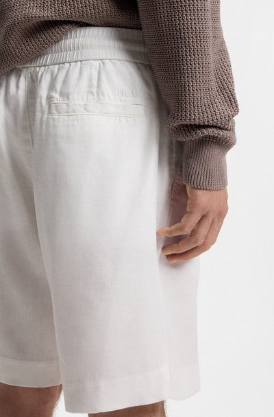 Hugo Cino Straight-fit shorts in a linen blend - White