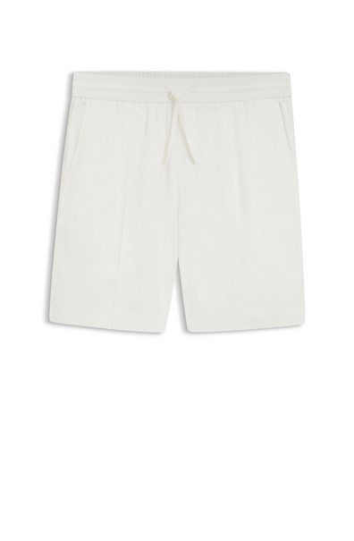 Hugo Cino Straight-fit shorts in a linen blend - White