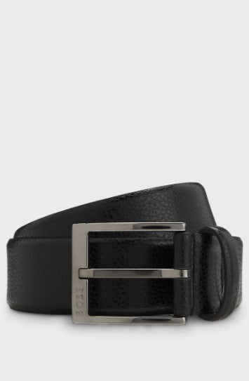 Hugo Boss Italian-Made Belt in Grained Leather - Black