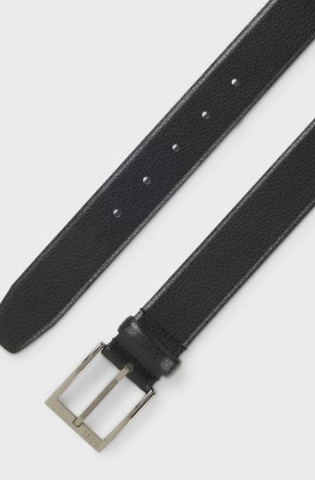 Hugo Boss Italian-Made Belt in Grained Leather - Black