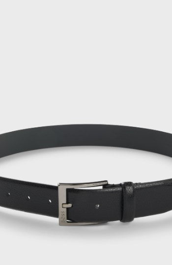 Hugo Boss Italian-Made Belt in Grained Leather - Black