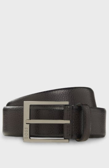 Hugo Boss Italian-Made Belt in Grained Leather -Brown