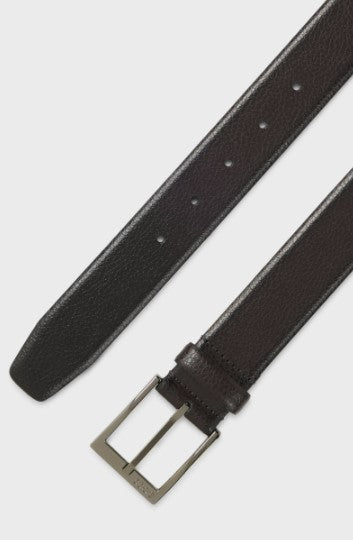 Hugo Boss Italian-Made Belt in Grained Leather -Brown