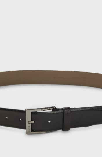 Hugo Boss Italian-Made Belt in Grained Leather -Brown