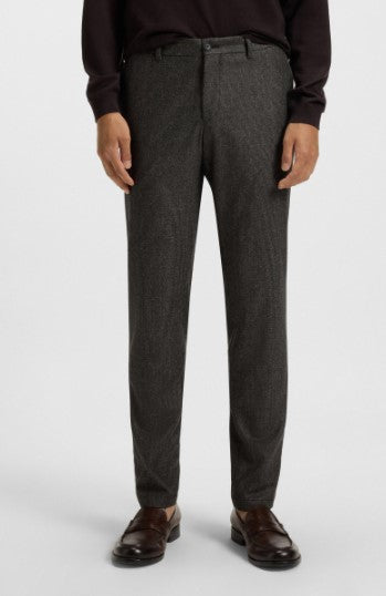 Hugo Boss Micro-Patterned Slim-Fit Trouser - Dark Brown
