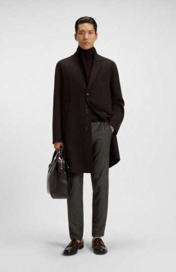 Hugo Boss Micro-Patterned Slim-Fit Trouser - Dark Brown