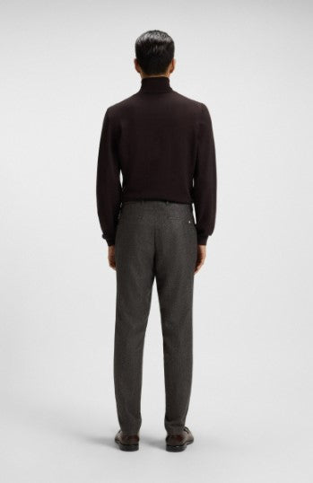 Hugo Boss Micro-Patterned Slim-Fit Trouser - Dark Brown